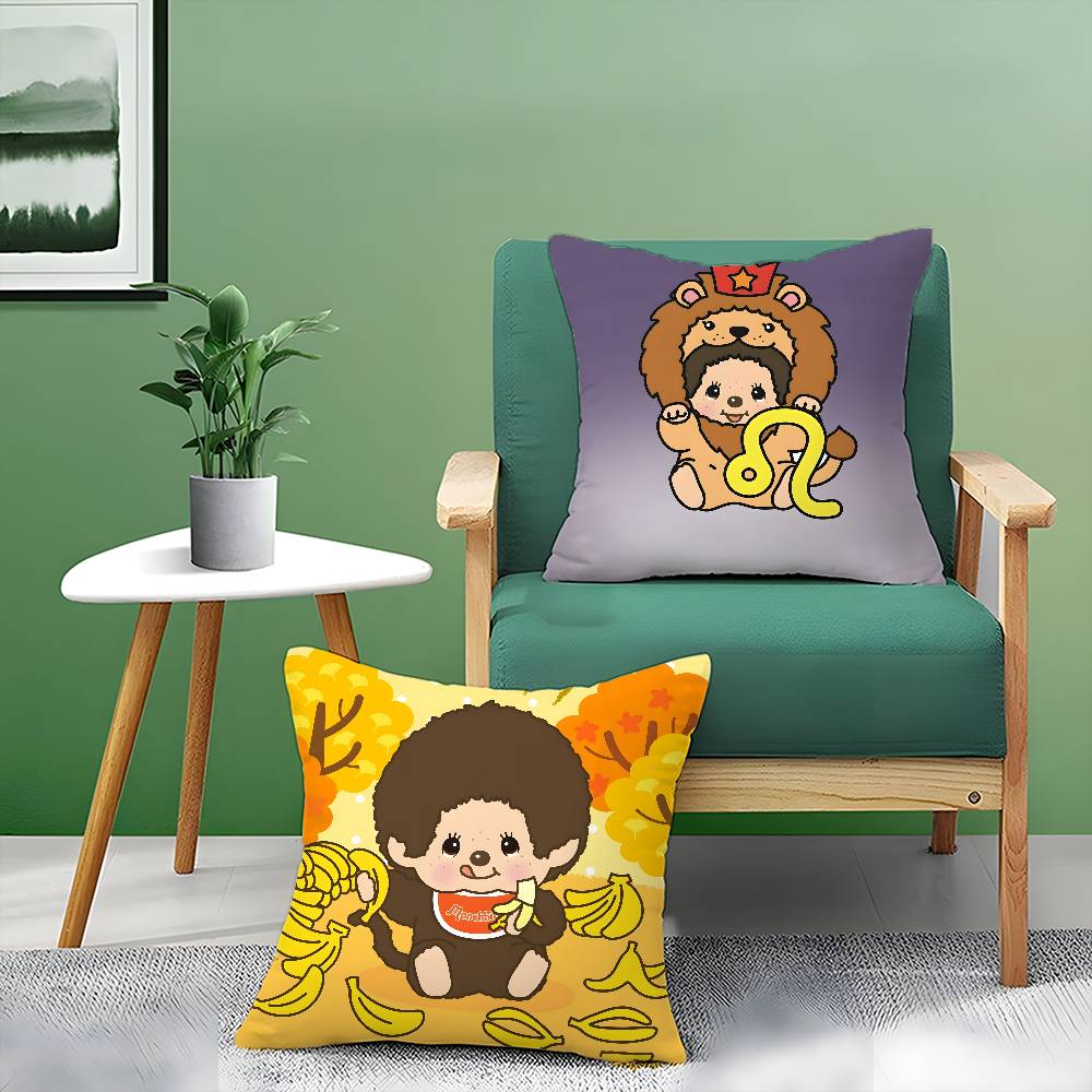 Cute Cartoon M-Monchhichis-MT Pillow Case Printed Brushed Fleece Pillow Baby Skin-Touch Eco-Friendly Dye-Sublimat