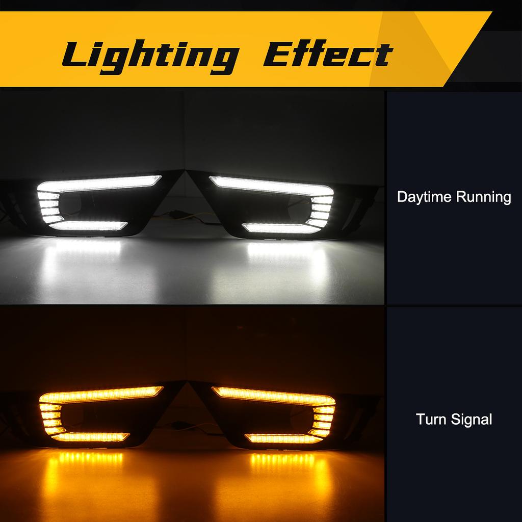 LED DRL Fog Lamps For Ford Ranger Raptor    Daytime Running Lights Car Front Bumper Driving Daylight White Yellow