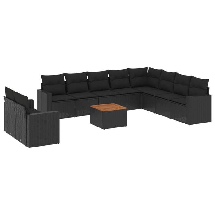 VidaXL Garden Lounge Set with Cushions 11 Pcs, Patio Sofas, Patio Furniture Set, Outdoor Furniture, Black 3256524