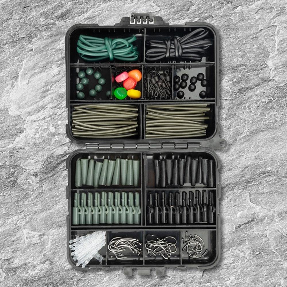 277Pcs Carp Fishing Accessories with Storage Box Carp Fishing Rigs Assortment Rust Proof Swivels Terminal Rigs Fishing Gear Set