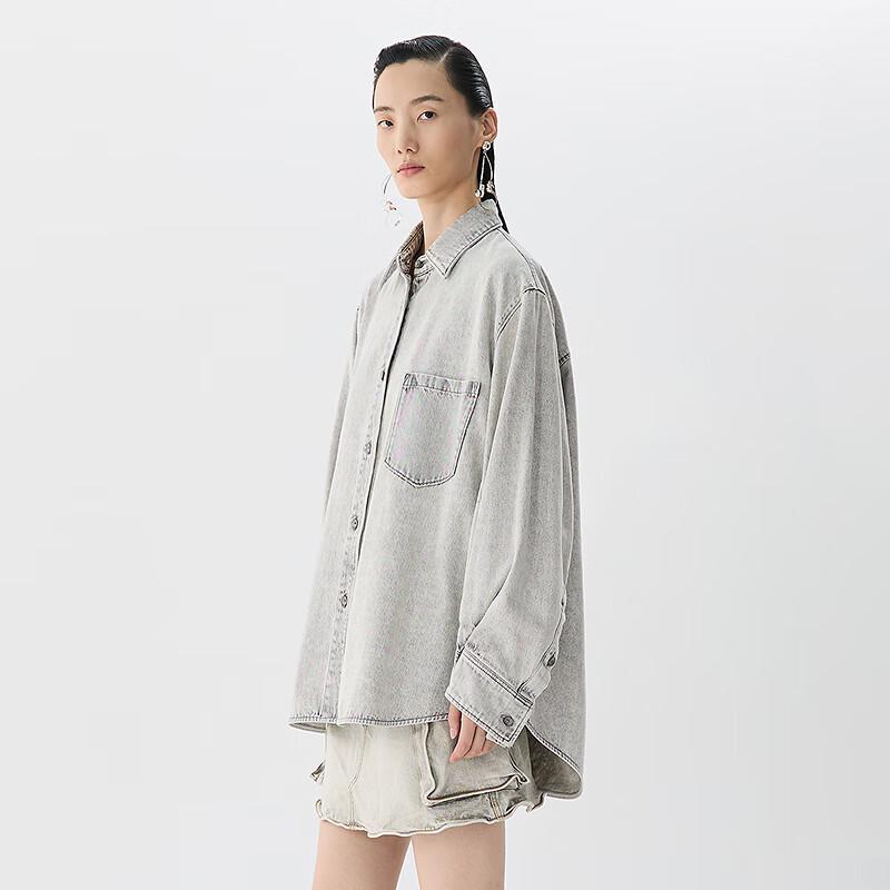 JNBY Women's Casual Washed Pleated Long Sleeve Shirt