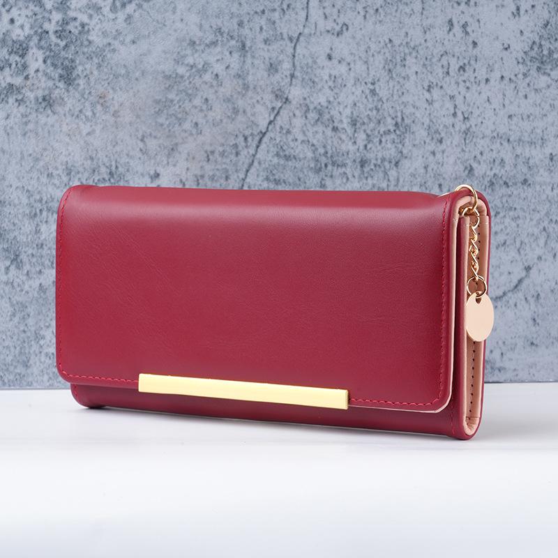 Women's Bifold Wallet: Versatile Long Design with Card Slots, Coin Purse, Japanese & Korean Style, Solid Color