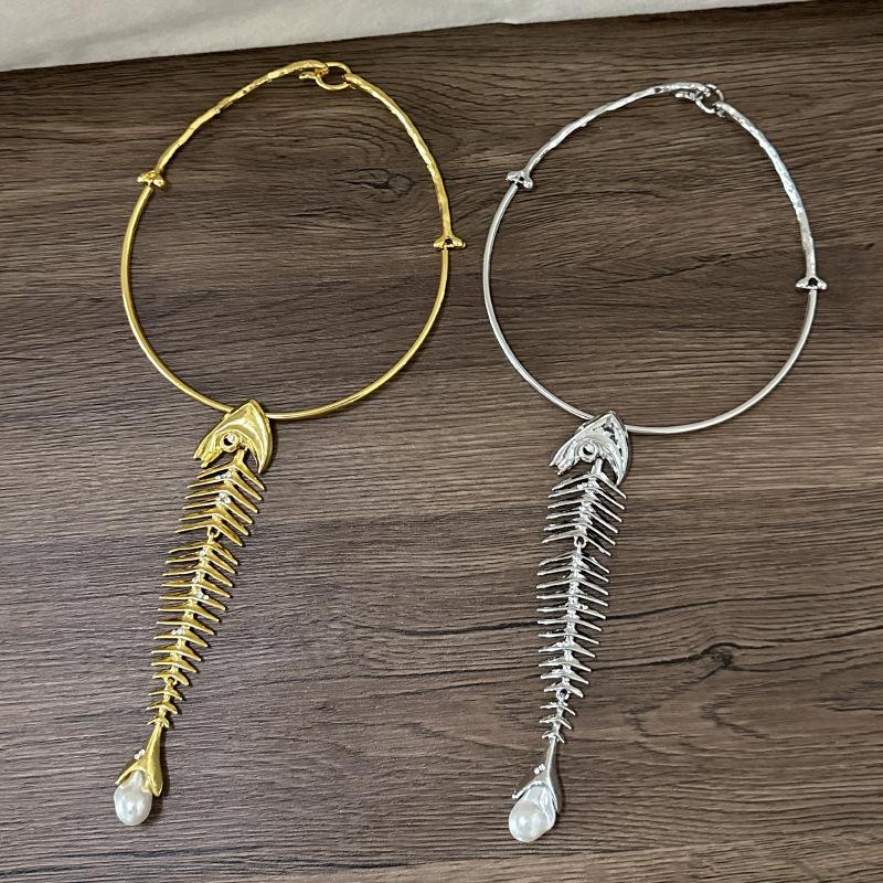 Nový design slitina velká rybí kost přívěsek choker náhrdelník pro ženy přehnaný náhrdelník šperkové doplňky dárek