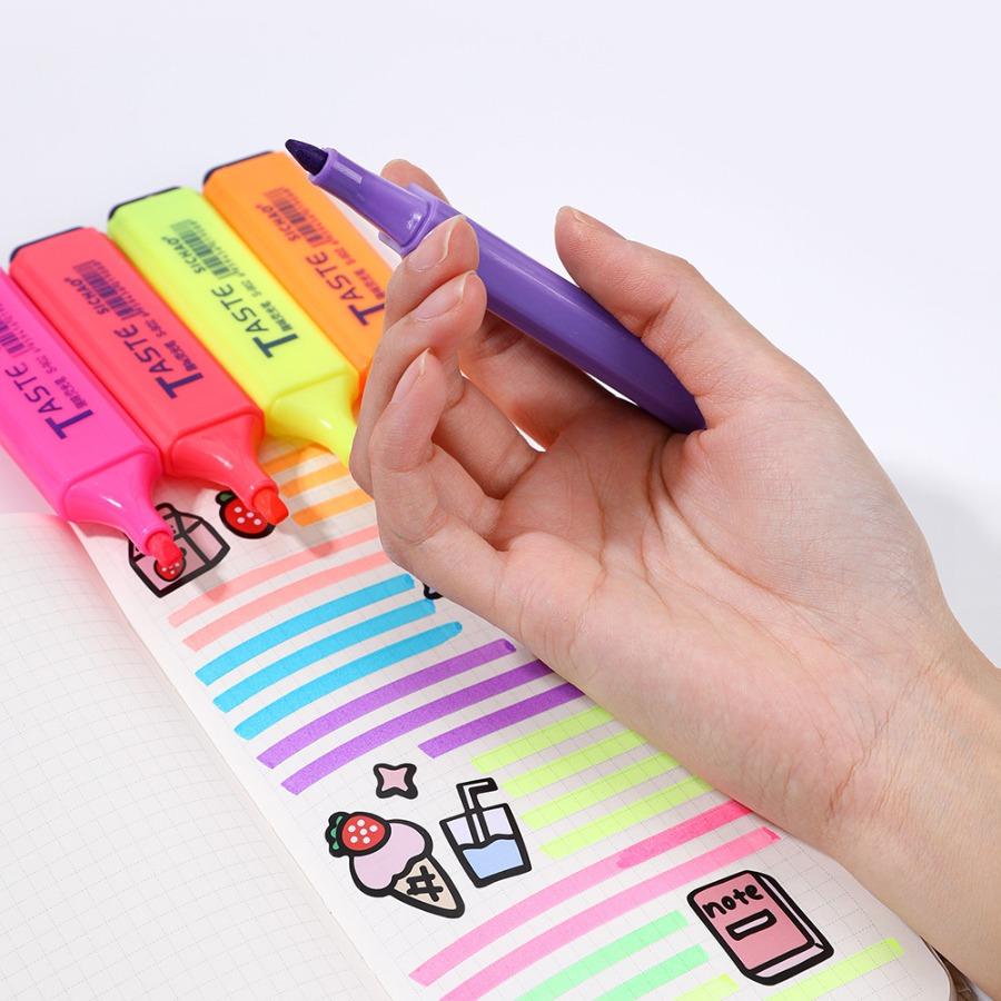 4/6/8 Color Premium Fluorescent Markers for Highlighting, Pastel Shades for Note-Taking, Japanese Style Marking Pens, Stationery for Glowing Planners