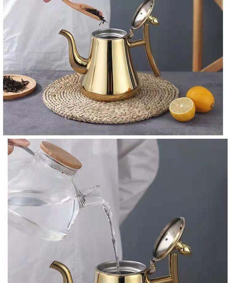 Stainless Steel Flower Teapot with Filter for Induction Cookers - Commercial & Hotel Use