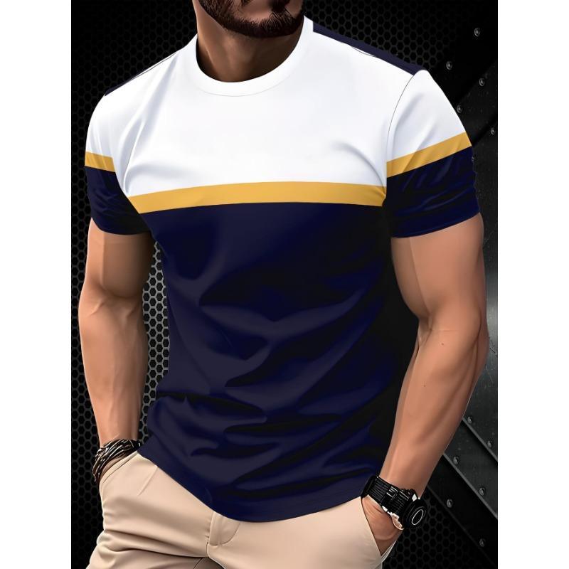 Trendy Printed Men s Streetwear 3D Print T-Shirt, Vintage American Style Men s Casual Round Neck Short Sleeve, S