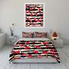 Watermelon Popsicle Pattern with Striped Print Bedding Set 1 Duvet Cover 2 Pillowcases for Adult Children Luxury Gift Full Size