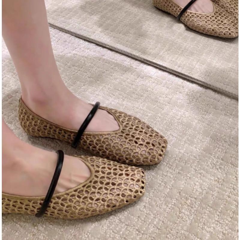 

Модные Новые Популярные Туфли-лодочки с Квадратным Носком, Ажурные Плетеные, Повседневные, Удобные, Женские, На Плоской Подошве, С Вырезами, Мэри Джейн, Однослойные, Туфли-сетка 40 шампанского
