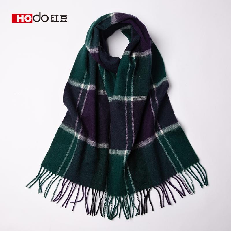 Red Bean Pure Wool Scarf for Women's Autumn and Winter New Wool Plaid Scarf for Both Men and Women, Fashionable and Versatile