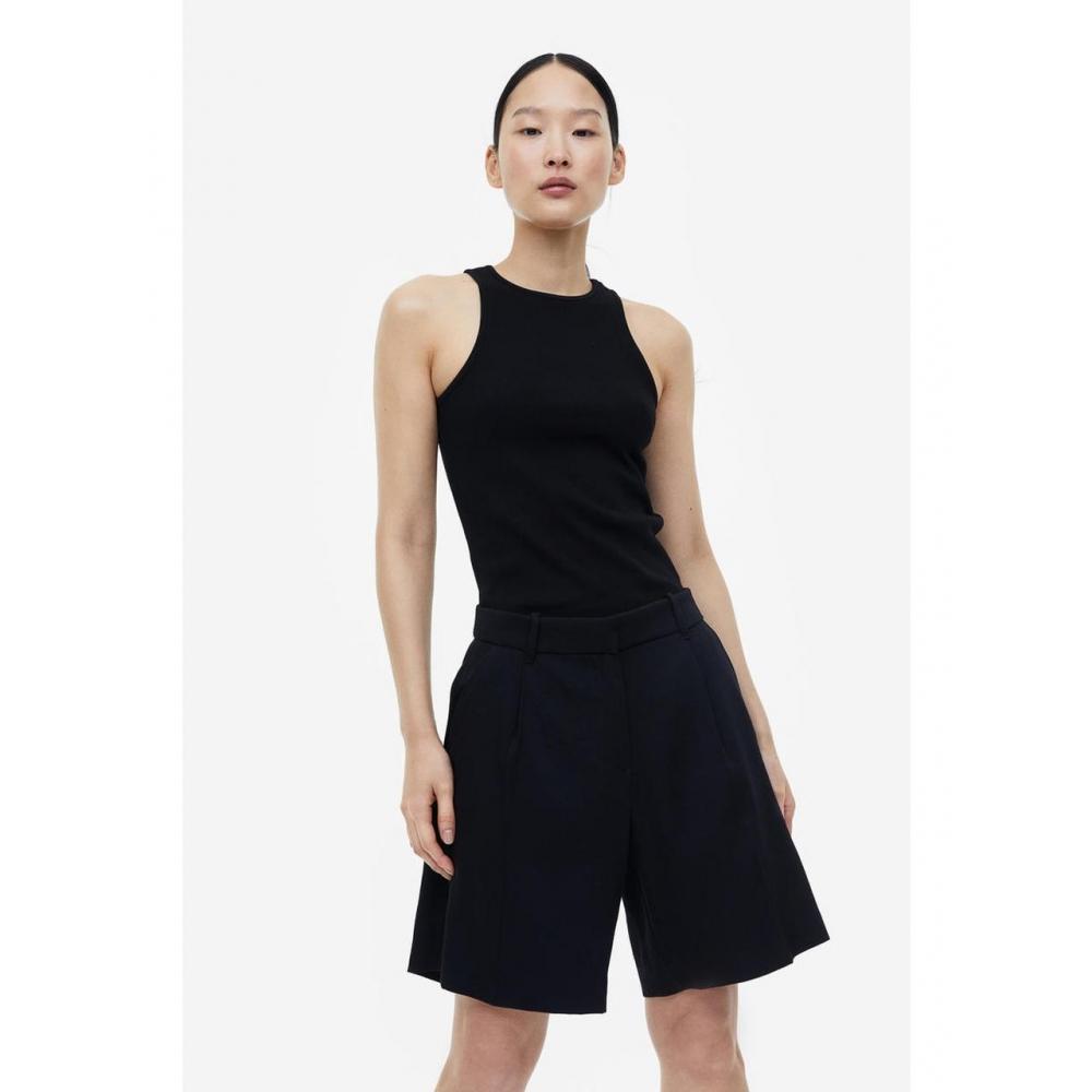 

H&M Ribbed Sleeveless Top Black 1099913002