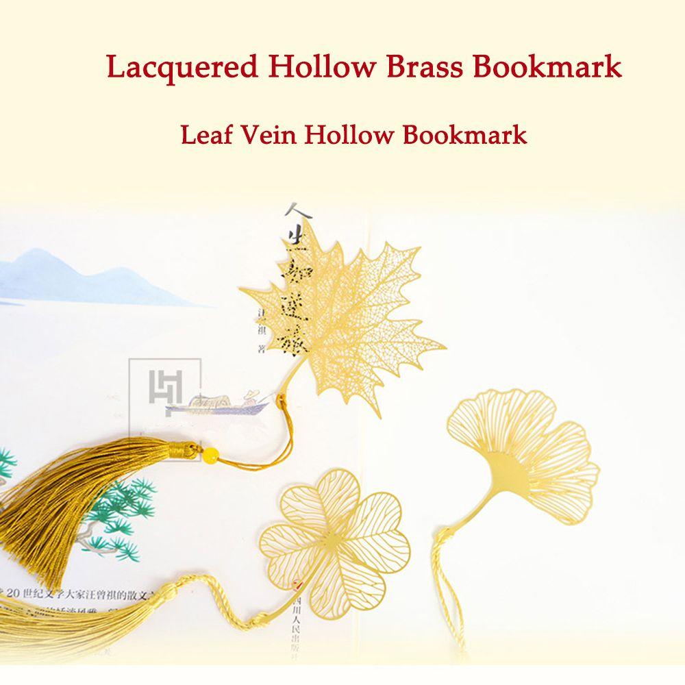 New Apricot Book Holder Tassel Chinese Style Leaf Metal Bookmark