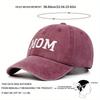 DAD MOM Embroidered Wash Baseball Cap - Adjustable Snapback, Black Maroon Couple'S Hat for Outdoor Travel, Beach Vacation, Spring & Summer, Beach Hat
