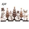 Christmas Gift for Friends 7Pcs Snowman Tree Reindeer Figurines, 2D Wooden Tiered Tray Retro Style Festive Crafts Decor, Rustic Farmhouse Tabletop