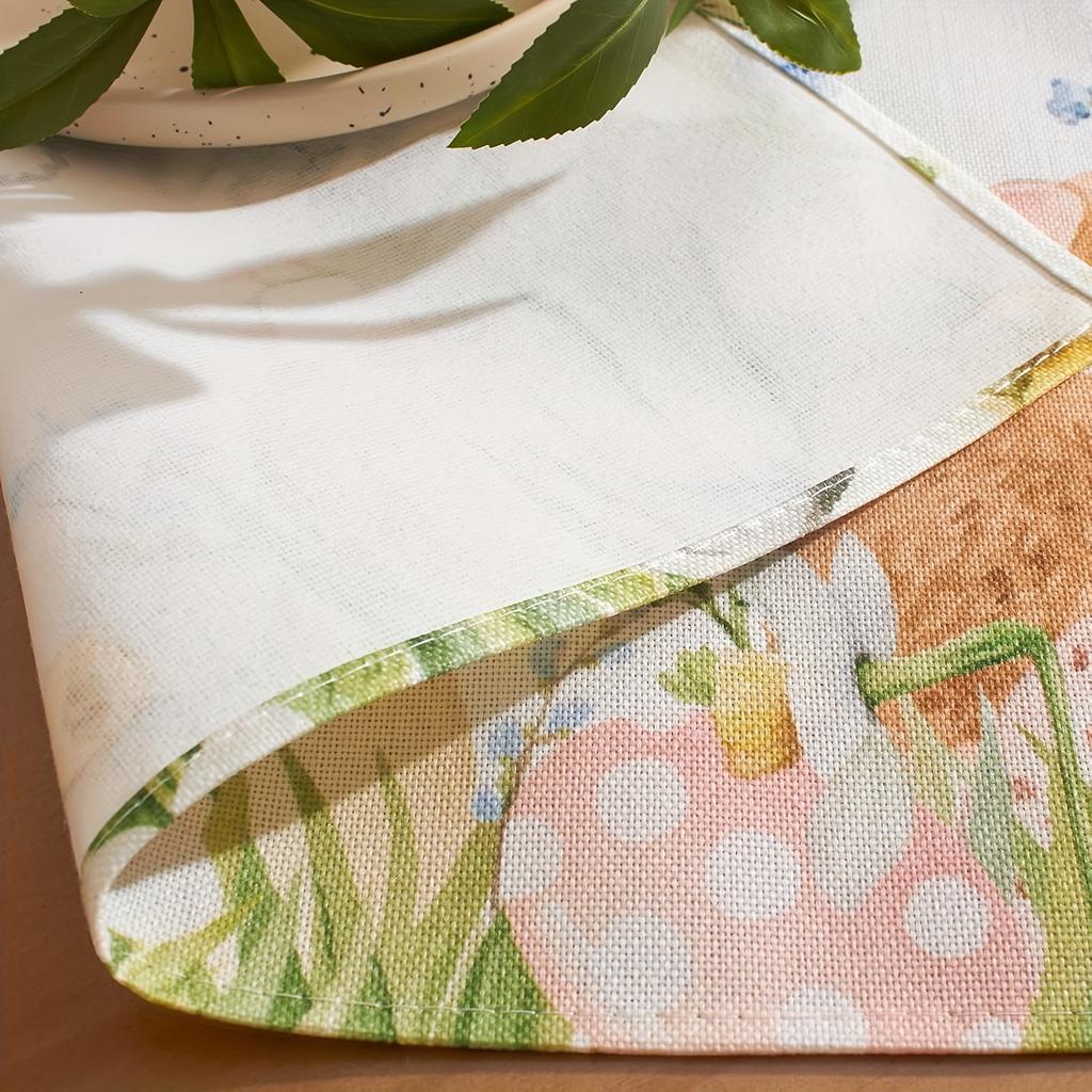 4pcs Easter Bunny Placemats Set of 4-12x18 Inch - Spring Rabbit Egg Flowers Floral Decoration Place Mats, Wipeable Table Mats