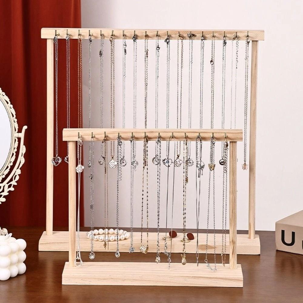 Portable Necklace Hanging Rack 12 /18 Hook Jewelry Jewelry Holder Simple Wood Necklace Stand  Desk