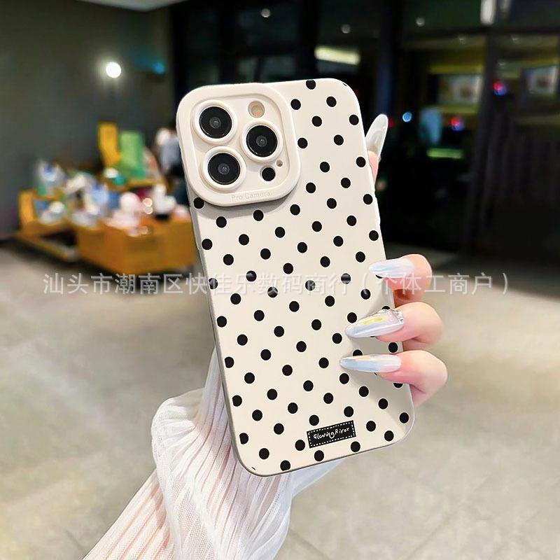 Korean Style Premium Black Polka Dot Fits iPhone 17 Cases, iPhone 16 Pro Max Minimalist 13/14/15