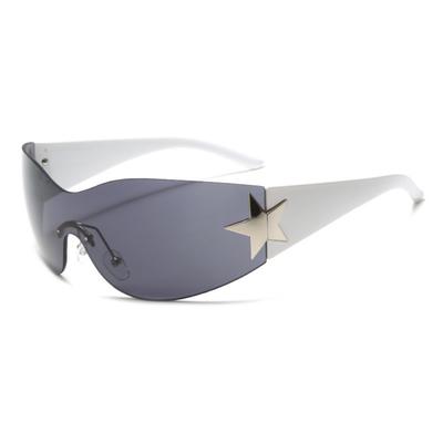 Punk One Piece Sunglasses Goggle New Y2k Luxury Brand Sun Glasses 2000's Shades Eyewear UV400 Female Designer Five Star Glasses