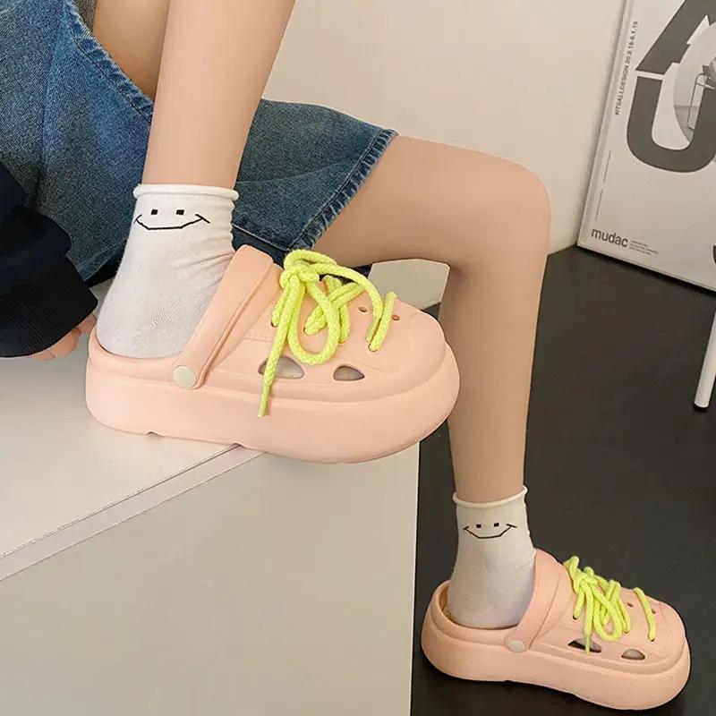 Fashion Anime Outside Round Toe Thick Shoes Cartoon Cute Height Women's Slippers and Ladies Sandals on Beach Mules Slides Pvc Unique Vip