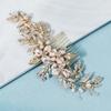 Handmade Pearl Hair Comb For Bride Wedding Updo Floral Leaf Hairpin Xiuhe Suit Headpiece Bridal Dress Accessories