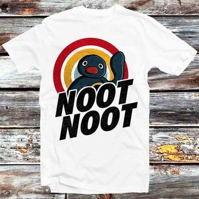 230 Gsm 100% Cotton Noot Noot Pingu Rainbow Cartoon Anime Manga T Shirt Vintage Retro Cool Gift Mens Womens Unisex Cartoon Anime Top Tee B429