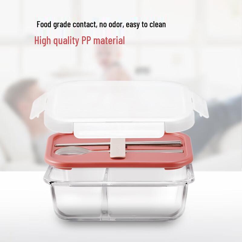 LOCK&LOCK LLG991CL 930ml Divided Glass Lunch Box