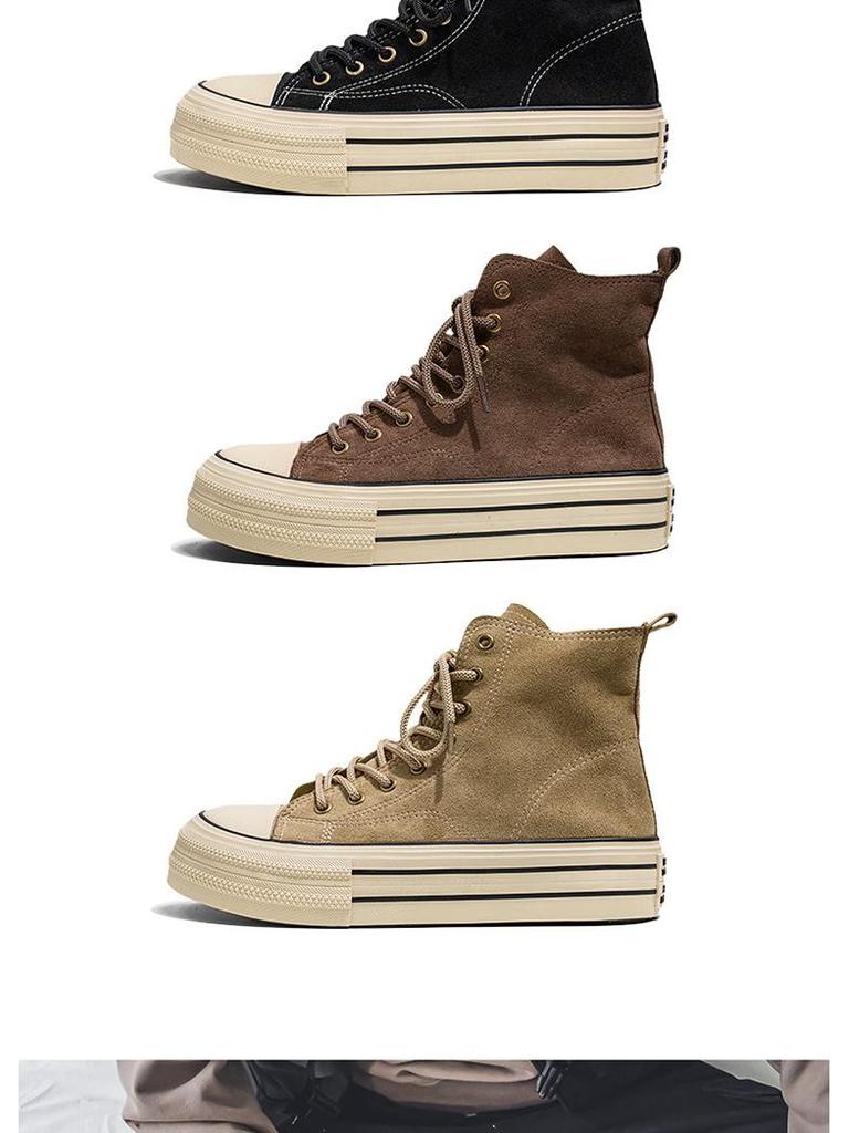 Unisex High-Top Canvas Shoes: Two-Way Styling, Thick-Soled, Basic Design for Men & Women