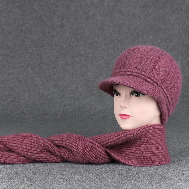 Duck Tongue Old Man Hat Female Grandma Autumn Winter Rabbit Wool Hat Knitted Thermal Basin Hat Middle-Aged And Elderly Mother Velvet