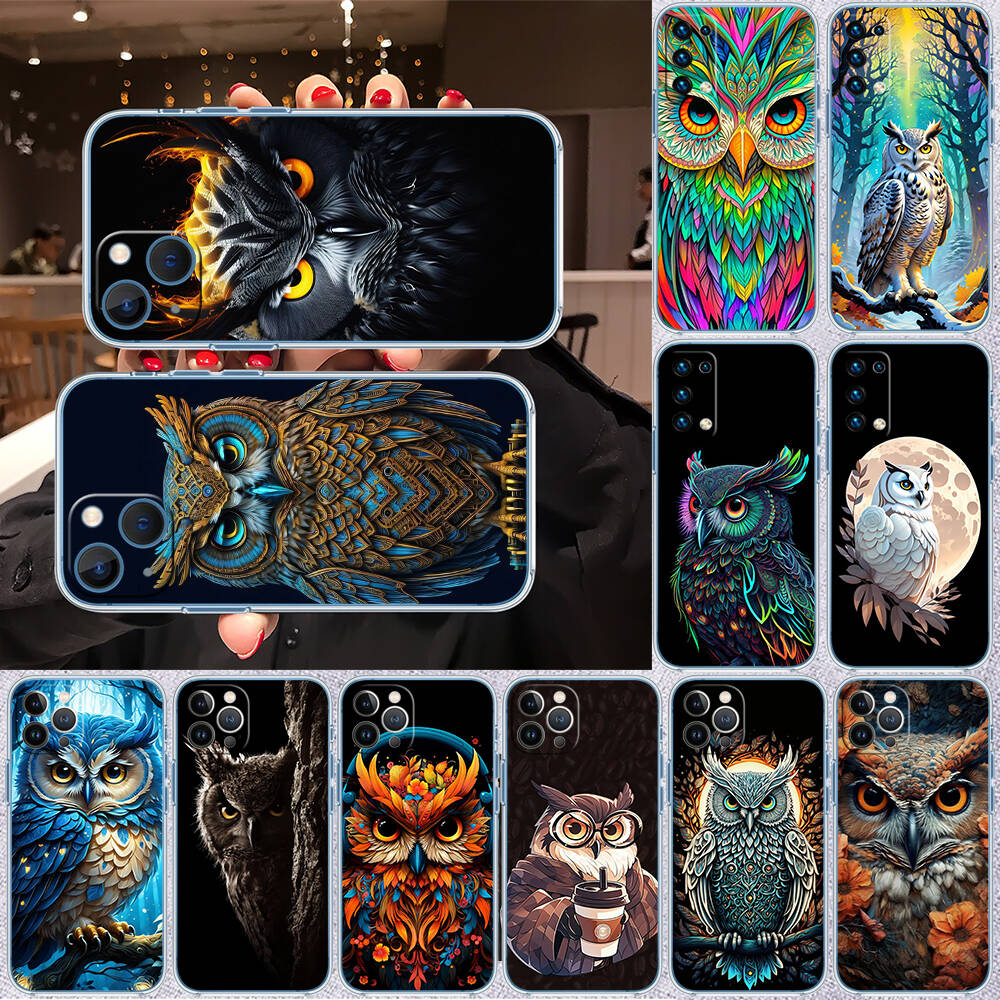 Cartoon Art Owl Phone Case for Motorola G14 G15 G24 G30 G31 G32 G34 G41 G42 G51 G52 G50 G60S G60 G62 G72 G71 G73 G84 G85 G200 E32