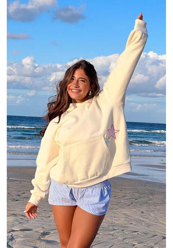 Women's Winter Fleece-Lined Hoodie with Kangaroo Pocket and Long Sleeves