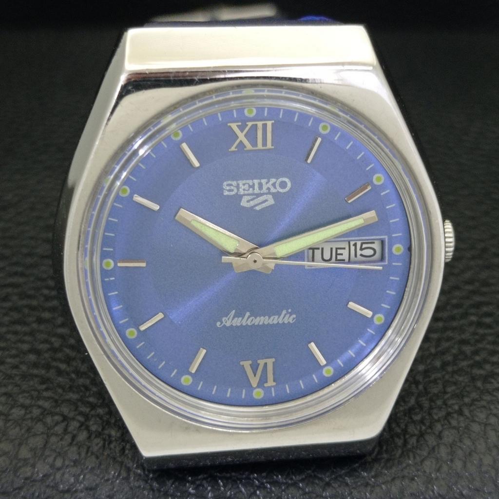 JAPAN VINTAGE SEIKO 5 AUTOMATIC 6309A MENS BLUE COLOR DIAL WATCH A701441-5 R206b-a701441