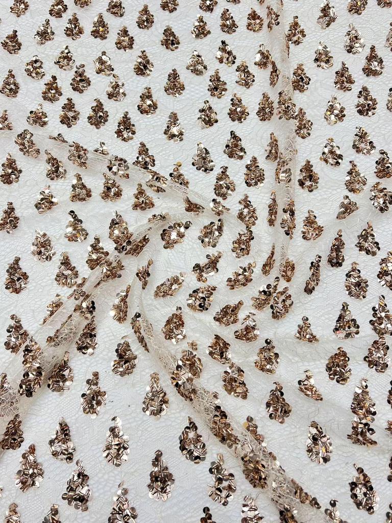 New Fashion Dark Pattern Sequin Embroidery Net Base - Retail & Samples Available