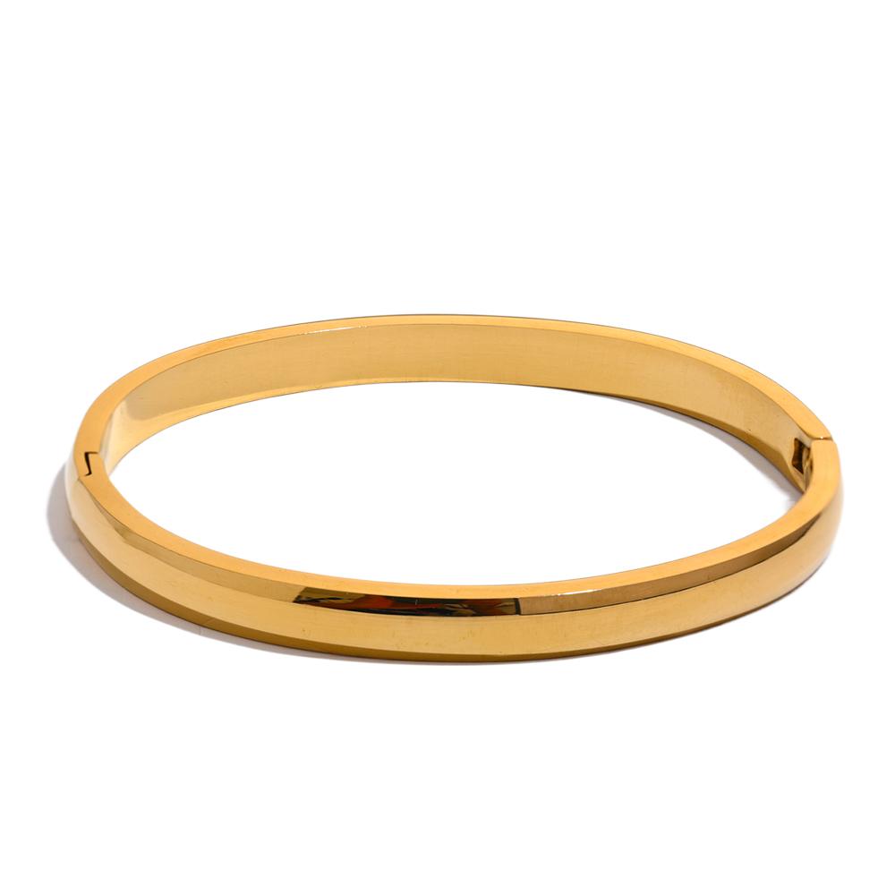 

Yhpup 5*60mm High Quality Stainless Steel Round Smooth Bracelet Bangle Minimalist Metal Texture Rust Proof Daily Jewelry Women