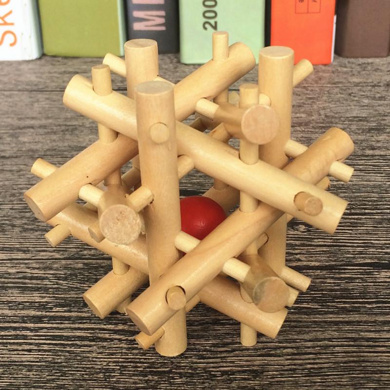 Lacăt Kongming din lemn, Puzzle 3D de tip Brain Teaser, Puzzle de decompresie pentru birou pentru adulți, Cadou de inteligență pentru copii (Douăsprezece Surori)