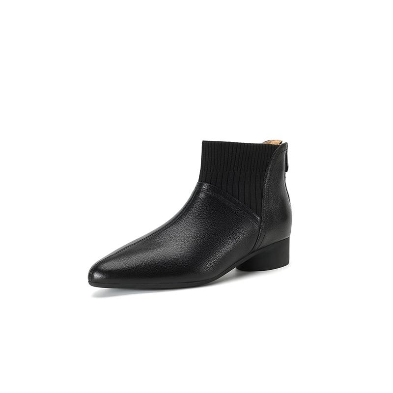 Fashion 2025 Autumn/Winter Women Boots Genuine Leather Women Shoes Round Toe Chunky Heel Shoes Ankle Boots Modern Chelsea Boots