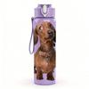 1PC Brown Standing Dog Print 750ml Color Plastic Sports Water Bottle Leakproof Flip Straw Lid Suitable for Sports Office Home Use