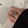 Anello Vintage Crossover Placcato Argento S925 Coreano - Design Aperto Rotondo e Quadrato da Donna per Dito Indice