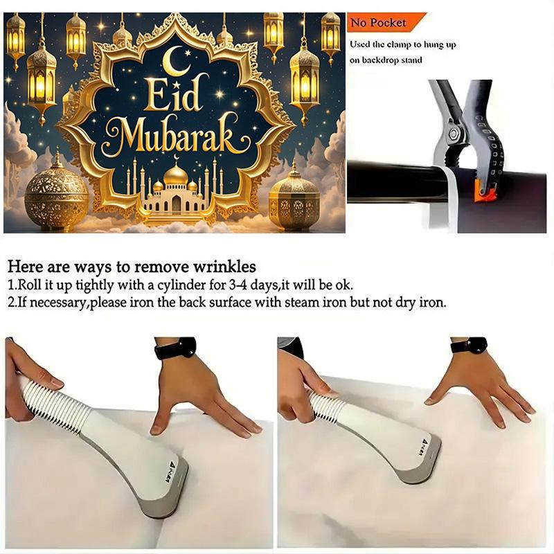 Golden Mosques and Lanterns Backdrop,Creating Festive Atmosphere,for Event Decor,Studio Photography,Event Supplies
