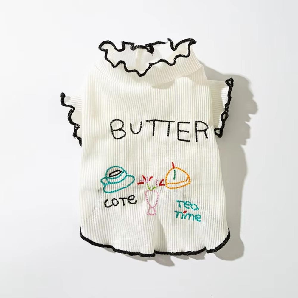 Breathable Dog Shirt Letter Embroidery Dog Base Coat Casual Wear Dog Sweatshirt Spring Summer