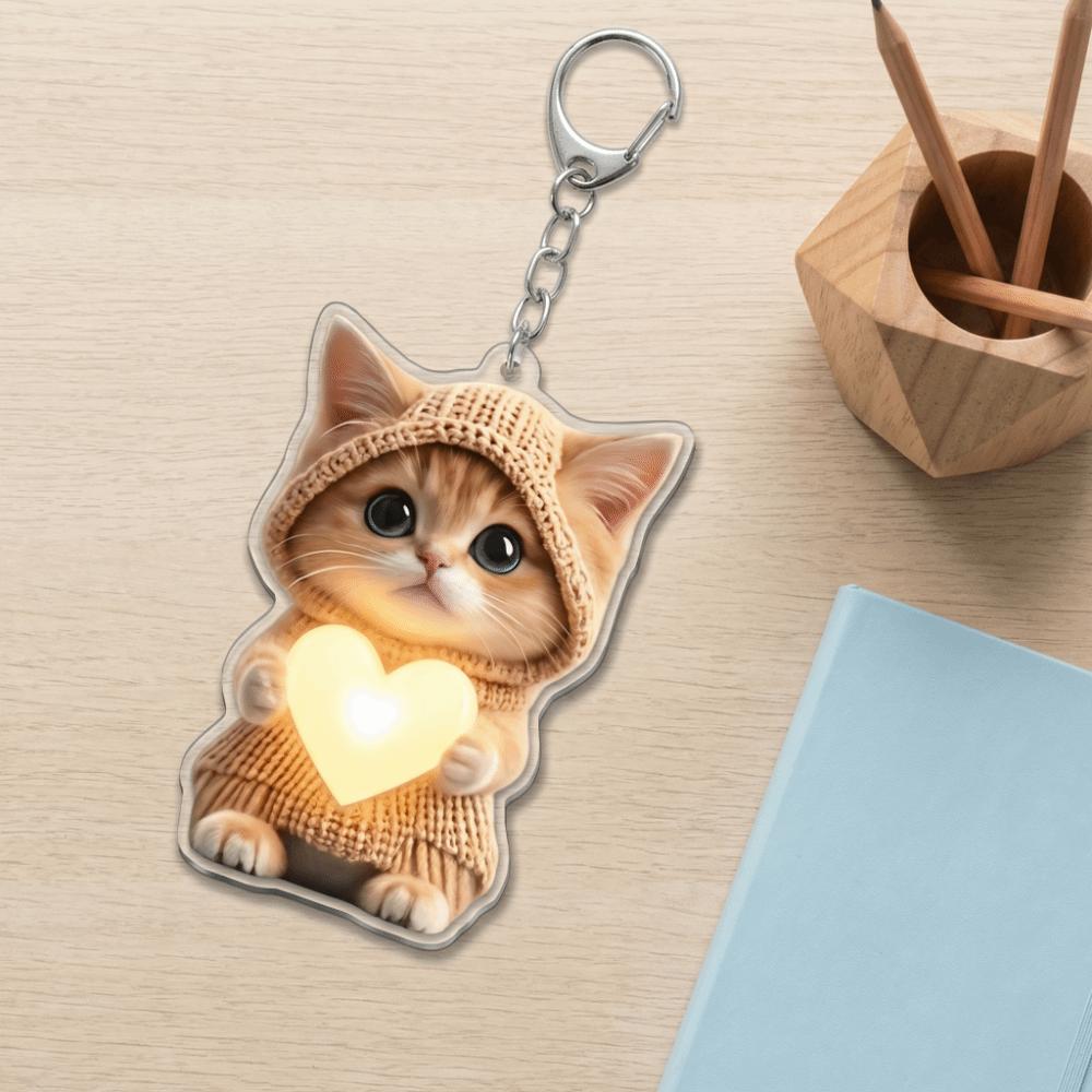 Portachiavi Mini Gatto Carino Ornamento da Appendere Portachiavi Gatto Ciondolo Acrilico Ragazze Donne