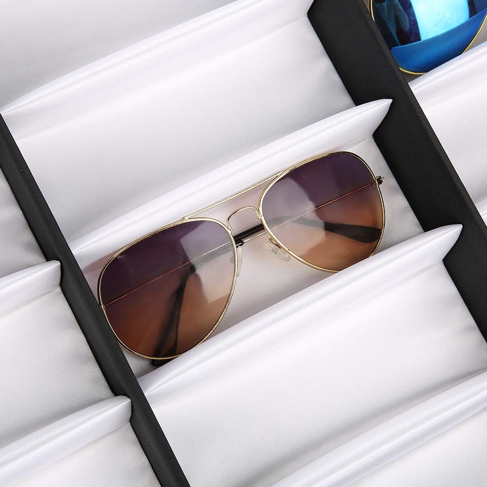 Akozon 18 Grid Eyeglass Display Case, Sunglasses Storage Box Organizer, Eyeglass Jewelry Display Box, Applied Family