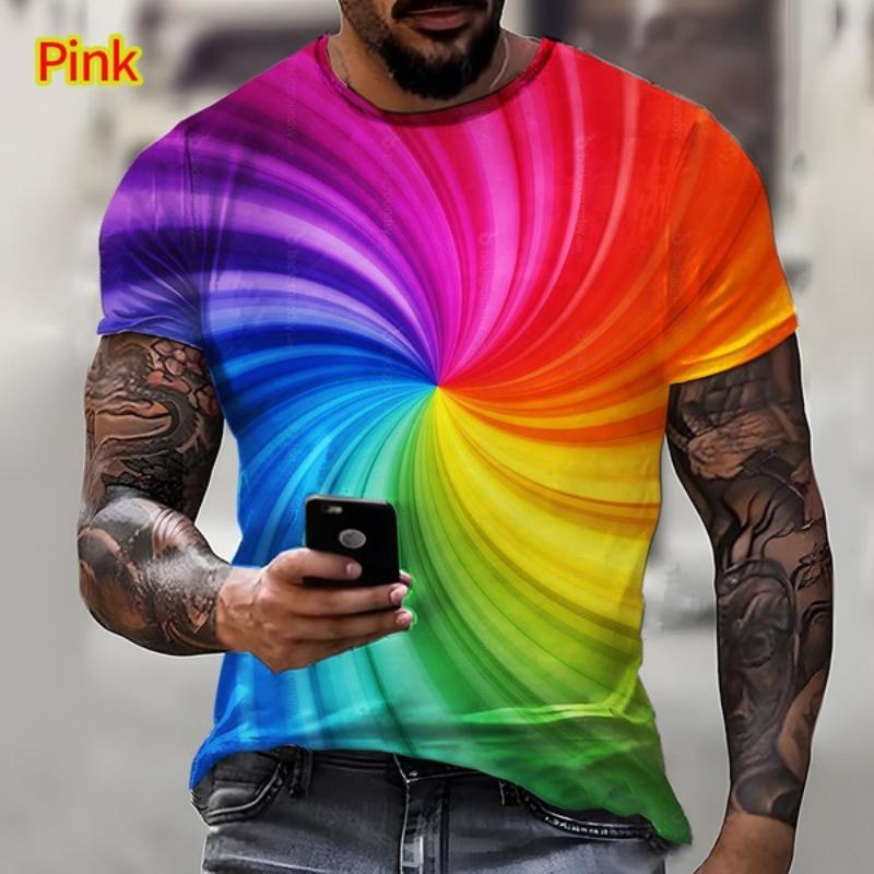 Neue Mode Buntes 3D-gedrucktes T-Shirt lässig kurzärmelig Cooles T-Shirt