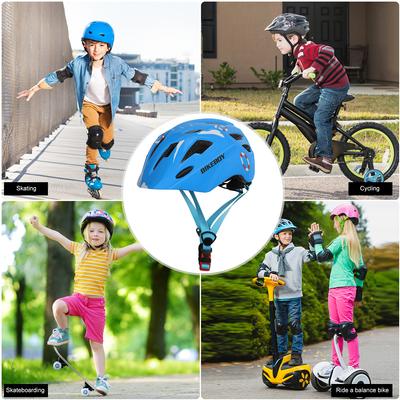 Kinderfahrradhelm Atmungsaktiver Sicherheitshelm mit Rücklichtern Fahrradhelm Leichtgewicht für Skateboard Laufrad