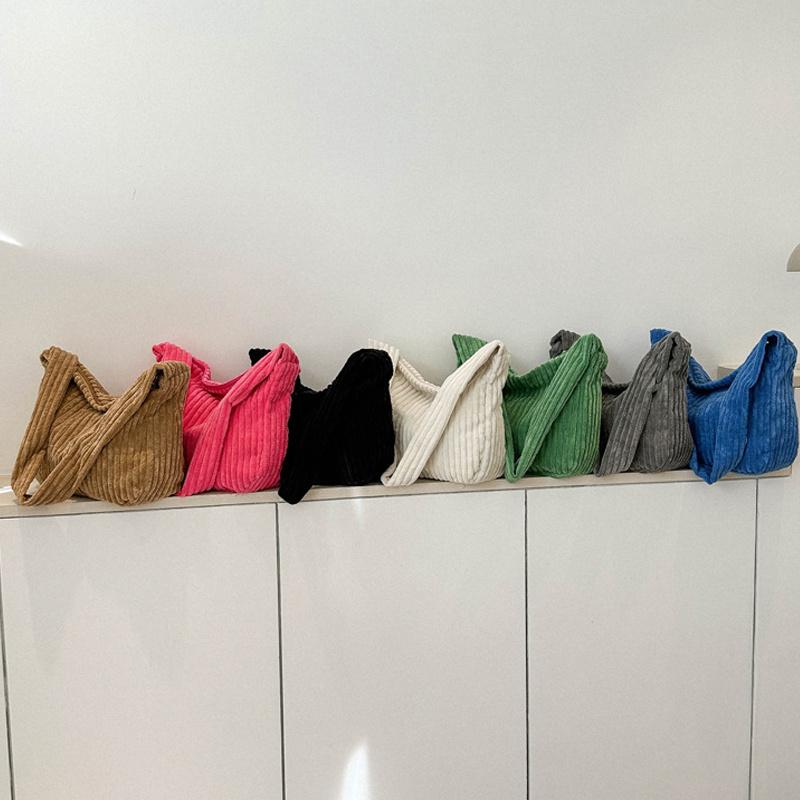 Winter Tote Bag for Women Large Capacity Handbags Casual Shoulder Bags Trend Female Corduroy Shopper Crossbody Bag