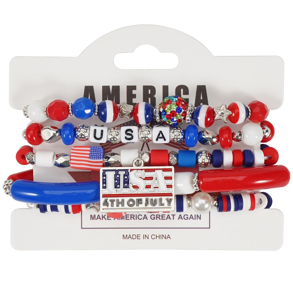 New American Flag Bracelet Red, White and Blue Beaded Bracelet American Independence Day Bracelet Wholesale