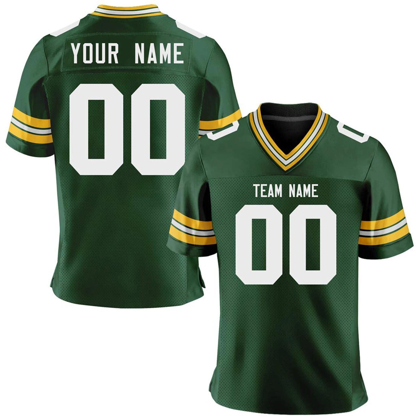 wholesale price custom name factory sale Personalized Green American Football Jersey for Men Women Youth Fans Gift S