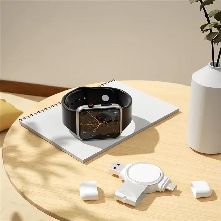 Magnetisches kabelloses Ladegerät Tragbar USB Typ-C Anschluss Uhrenladung für Apple Watch 9 8 7 6 SE 5 4 3 2 Schnellladestation