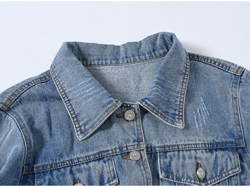 Trendy Women's Spring/Autumn Retro Slimming Hong Kong Style Washed Denim Jacket