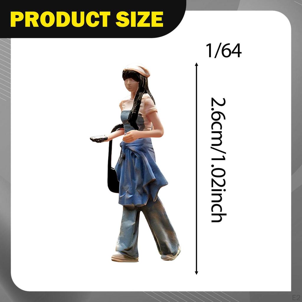 1/64 Scale Walking Girl Model Resin Toy Realistic Collectible Tiny People for Micro