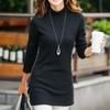 Women's Long Sleeve Turtleneck Tunic T-Shirt - Elastic Material, Perfect for Winter Layering