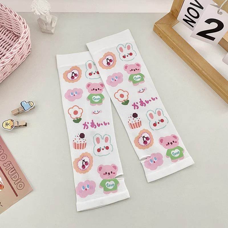 Kids' Ice Silk Sun Protection Arm Sleeves: Cute Cartoon Design for Boys and Girls